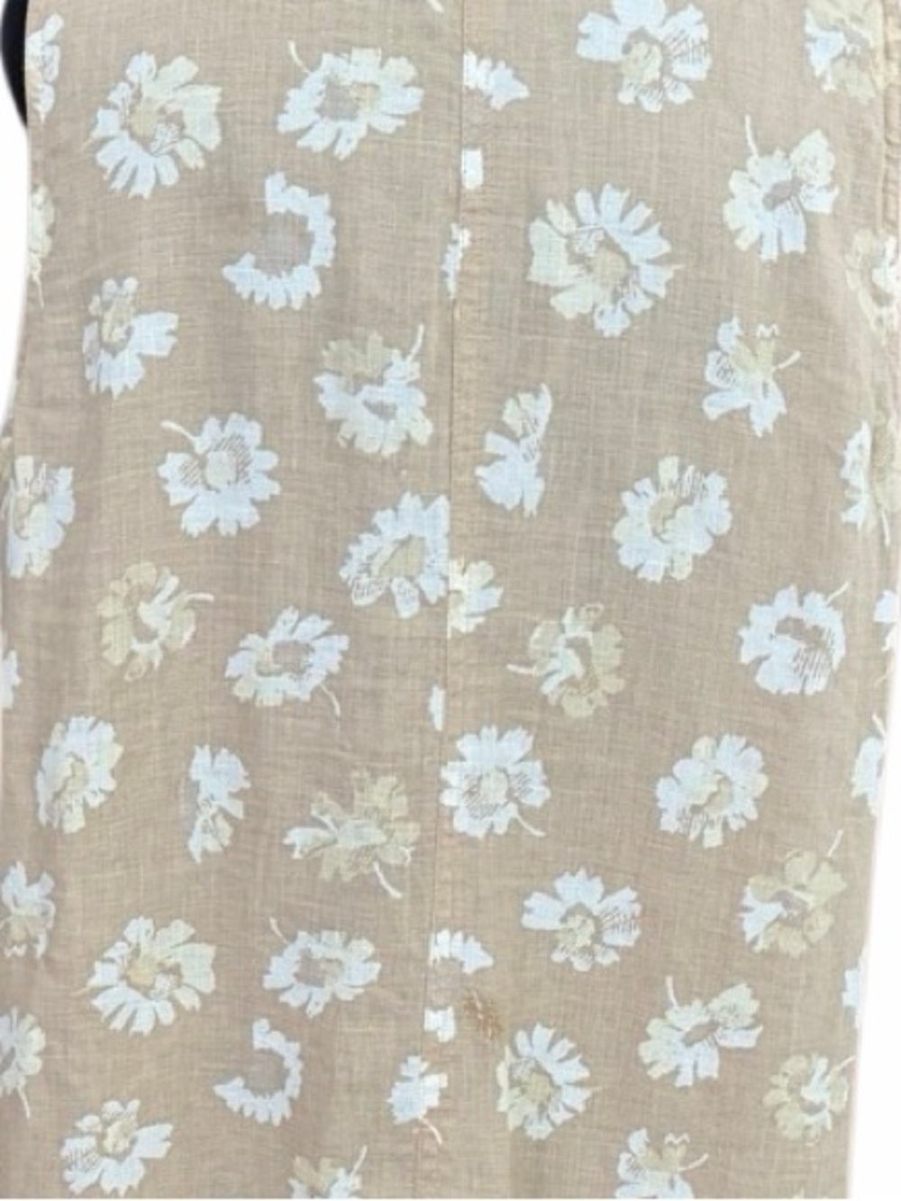 J Jill tan/cream floral sleeveless 100% linen shift dress size M. - Picture 5 of 8